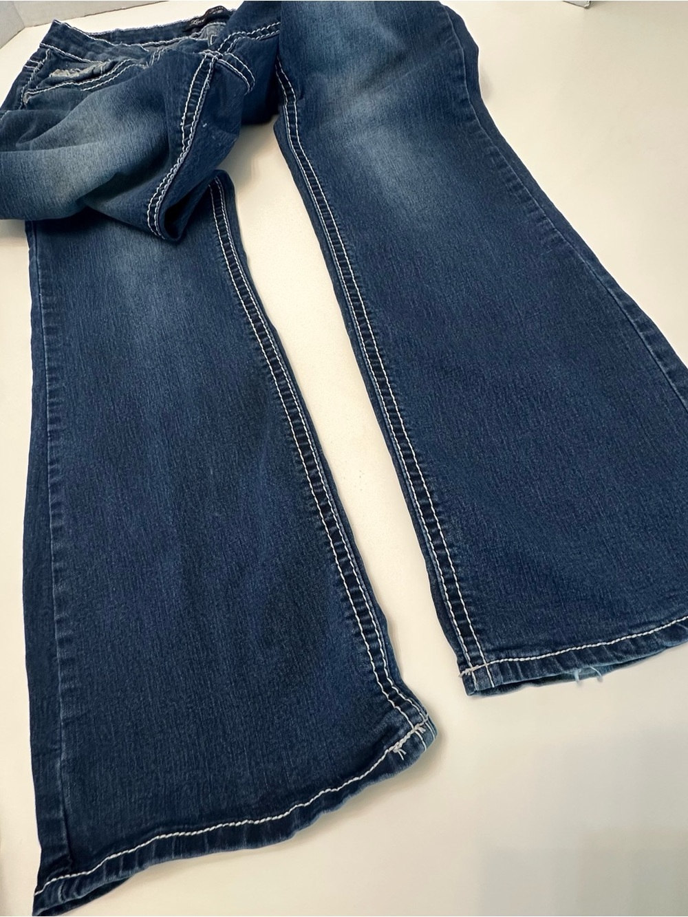 Women’s Dark Blue Embellished Pocket Jeans x3 size 10 1 pair capri, boot cut - Picture 8 of 16